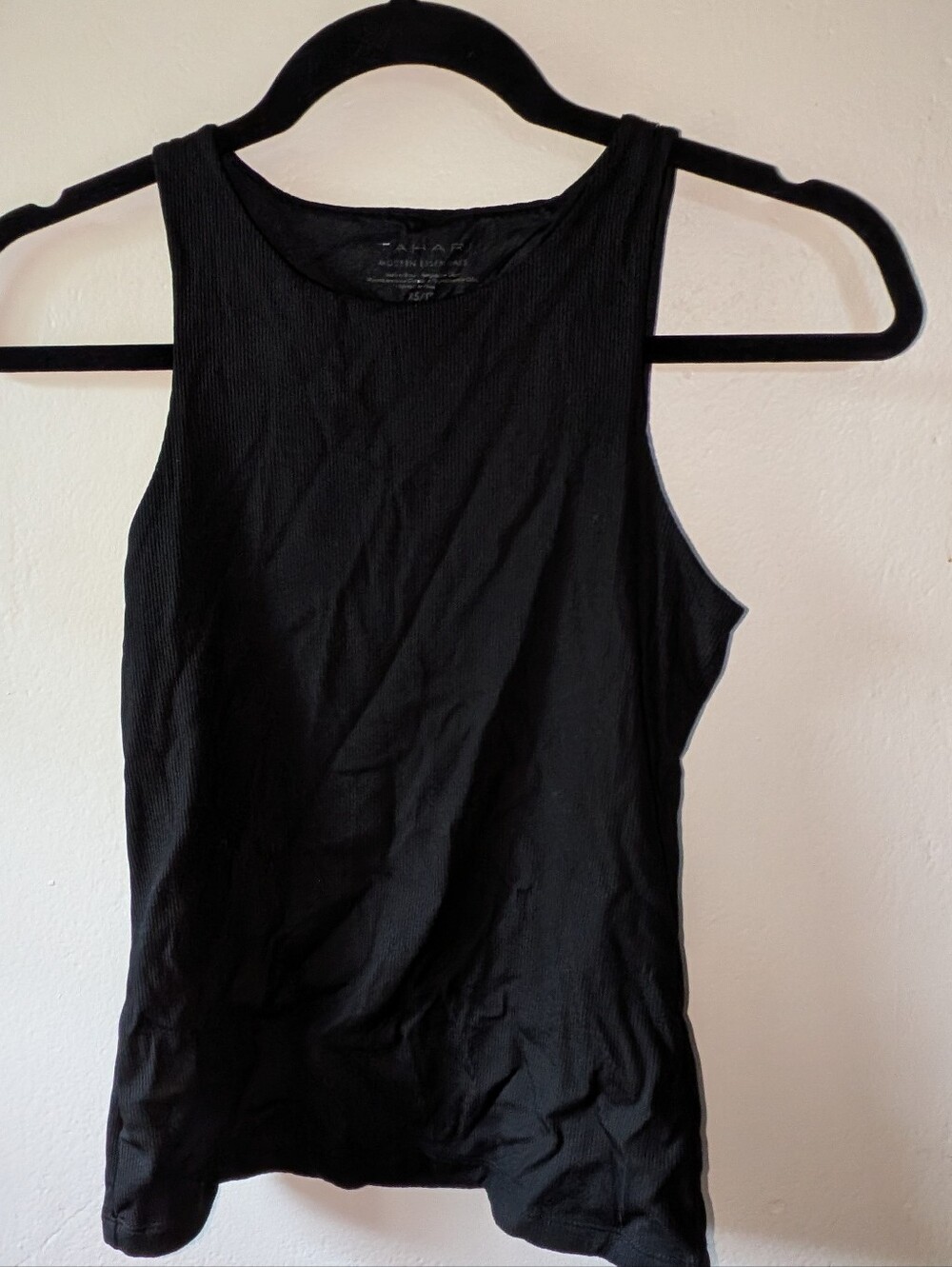 Tahari Black Ribbed Scoop Neck Tank Top